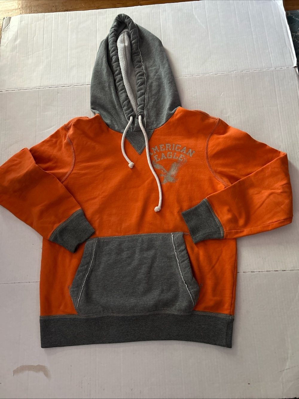 Vtg American Eagle Outfitters Orange and Gray Two-Tone Hoodie